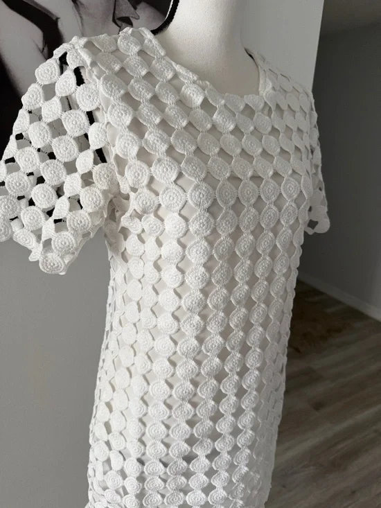 Alexis white crochet shift dress size small - Picture 2 of 6